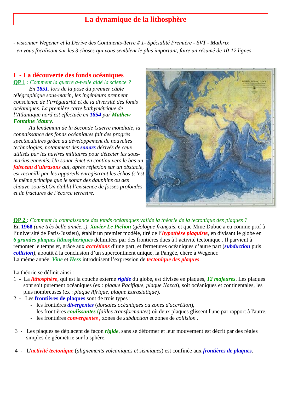 Prévisualisation du document La dynamique de la lithosphère