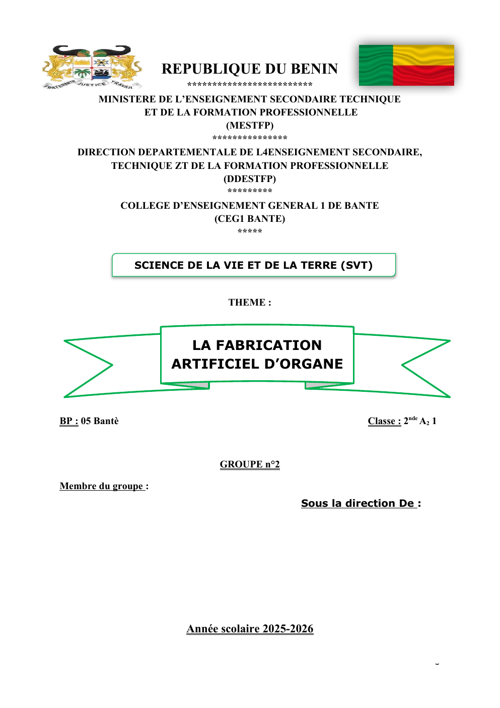 Prévisualisation du document LA FABRICATION ARTIFICIEL D’ORGANE