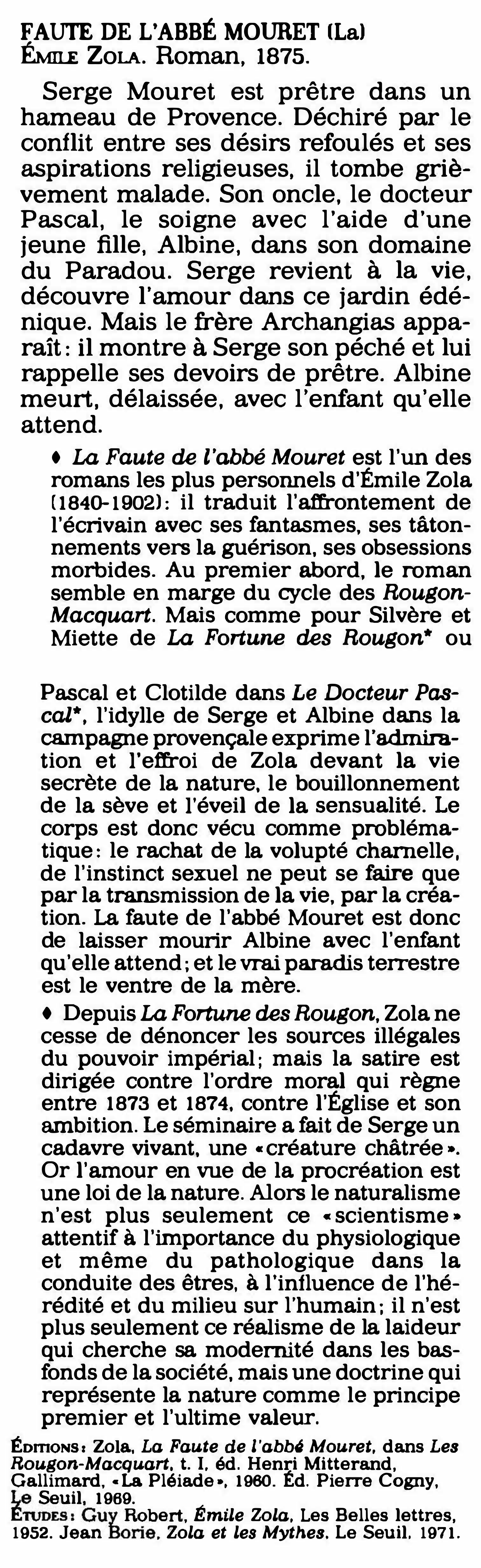 Prévisualisation du document La Faute de l'abbé Mouret de Zola (Résumé & Analyse)