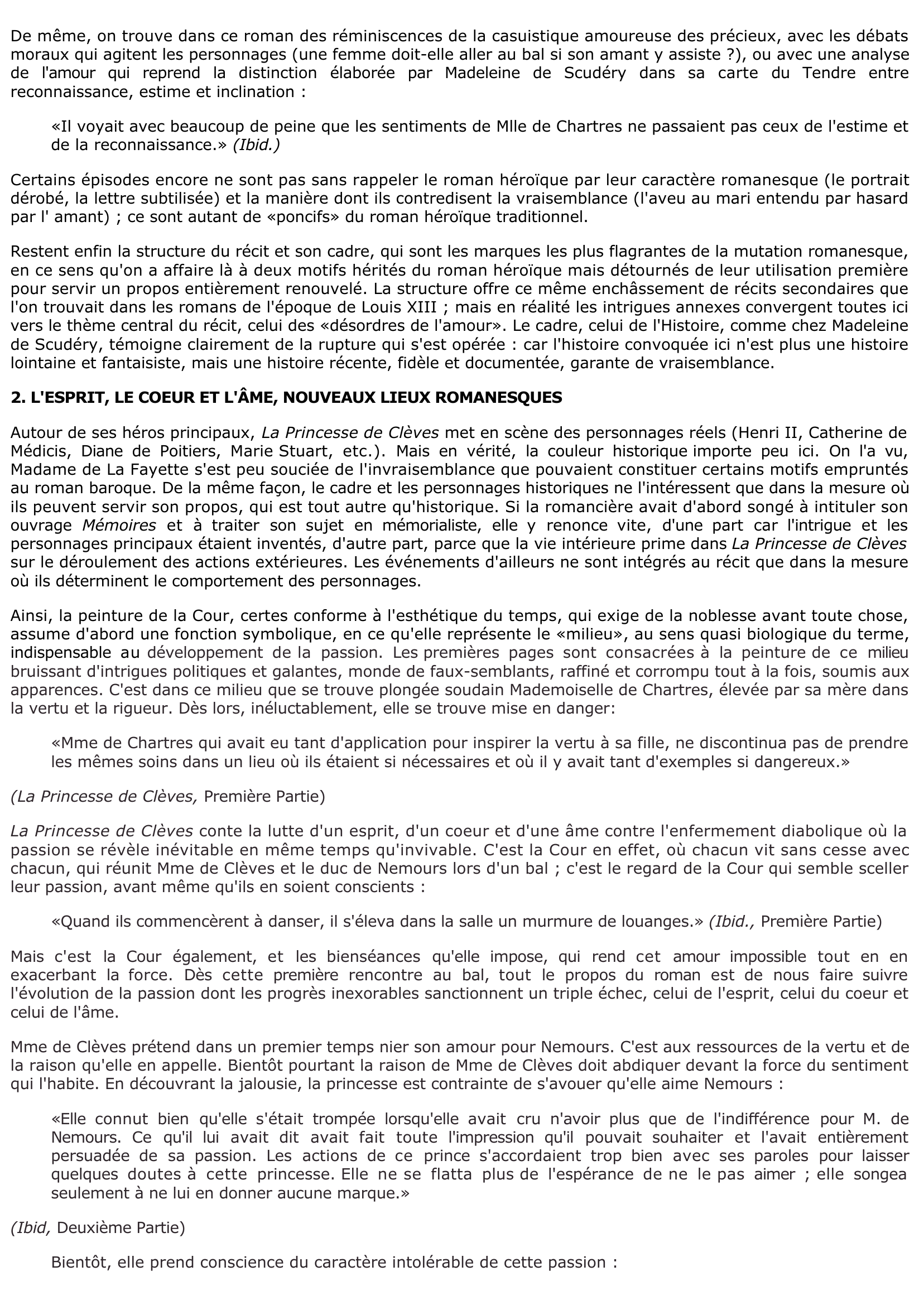 Prévisualisation du document LA FAYETTE (MADAME DE): La Princesse de Clèves (Analyse et Résumé)