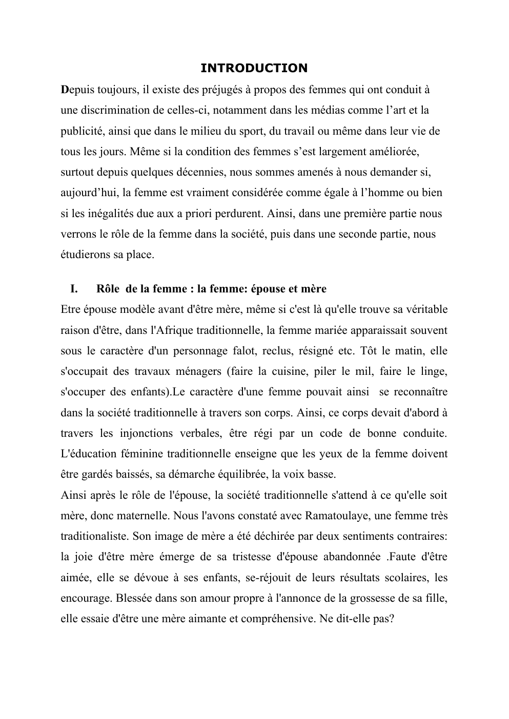 Prévisualisation du document La femme est-elle l'égale de l'homme ?