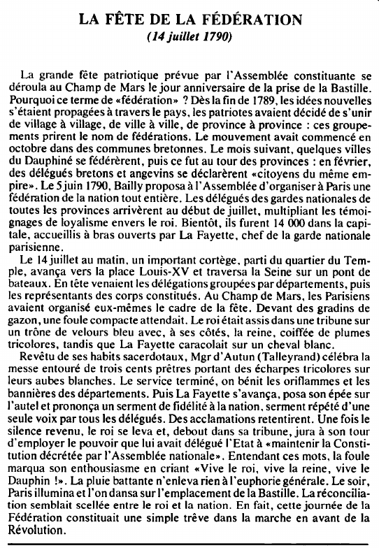Prévisualisation du document LA FÊTE DE LA FÉDÉRATION(14 juillet 1790) - HISTOIRE.