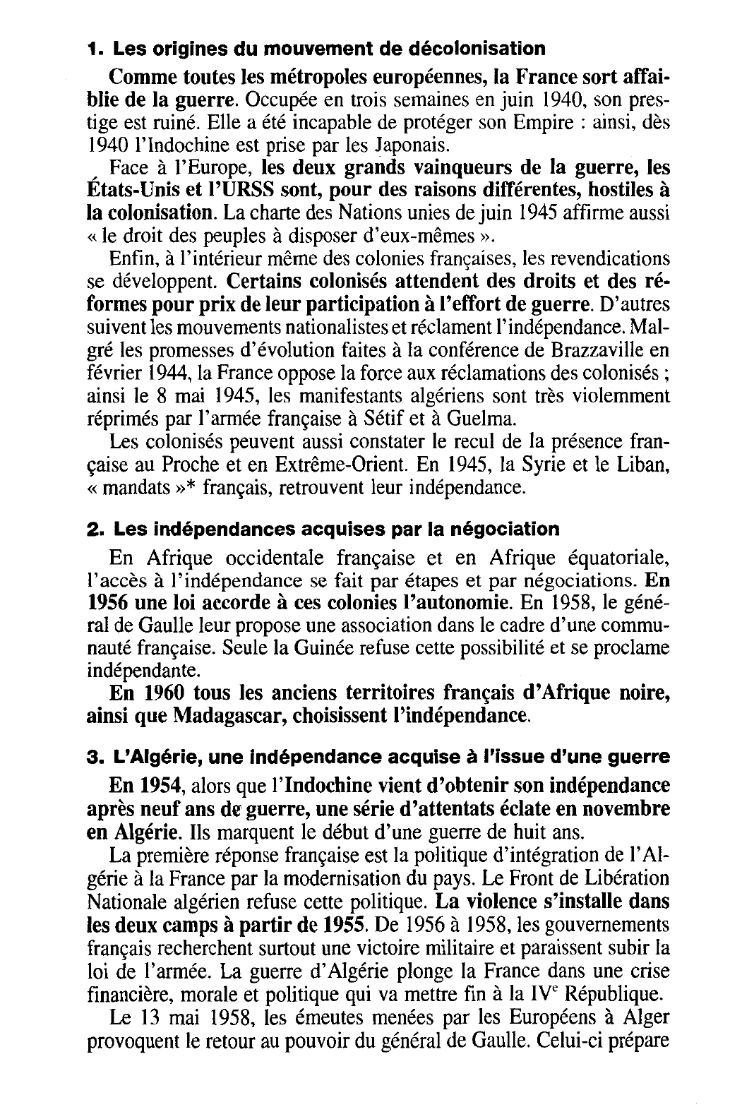Prévisualisation du document La fin de l'empire colonial français (1945-1962) - Histoire