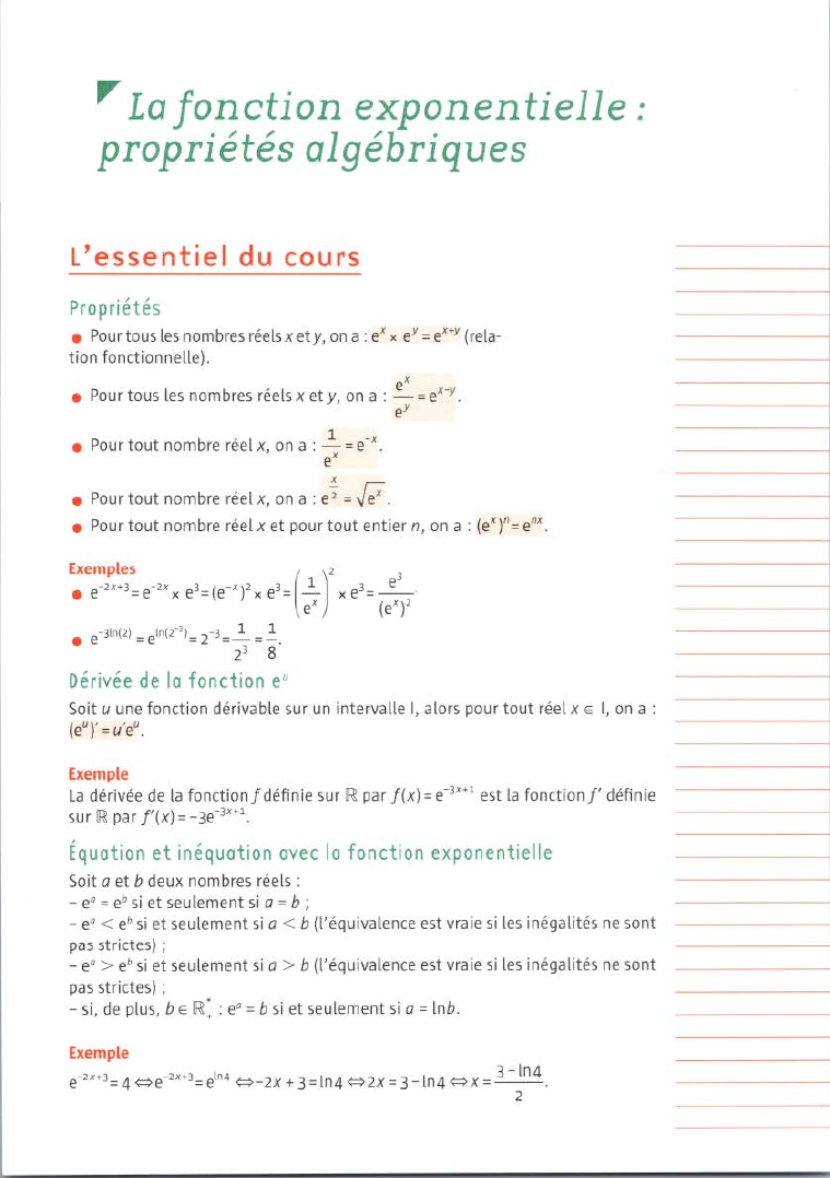 Prévisualisation du document La fonction exponentielle : propriétés algébriques (2)