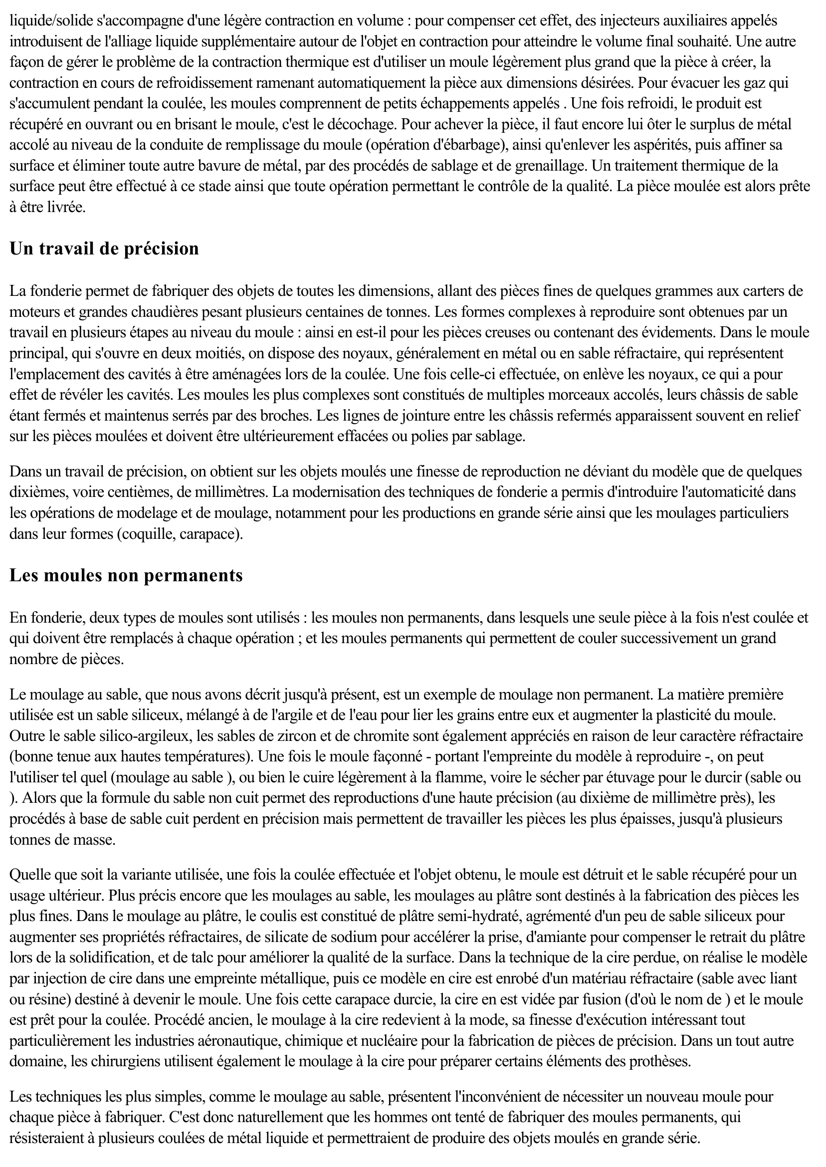 Prévisualisation du document La fonderie (Sciences & Techniques)