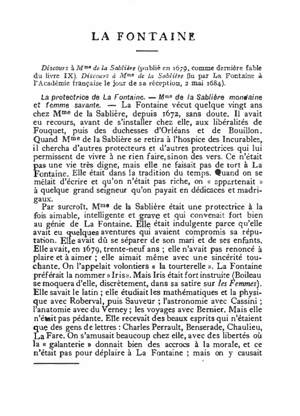 Prévisualisation du document LA FONTAINE: Discours à Mme de la Sablière