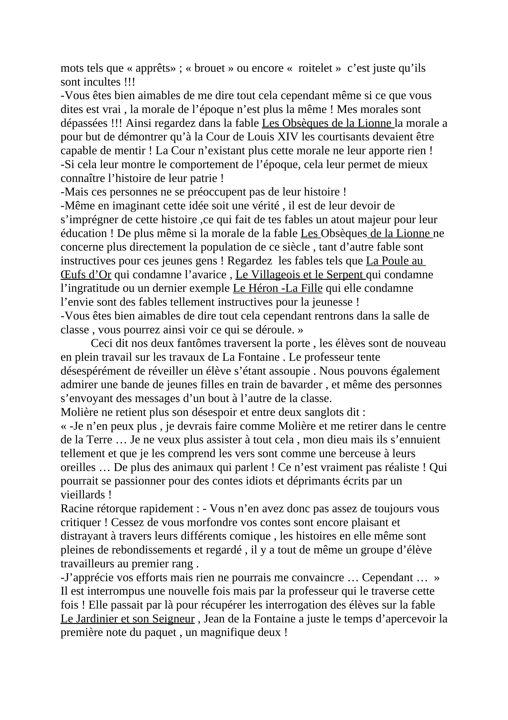 Prévisualisation du document La Fontaine; Ecriture d'Invention