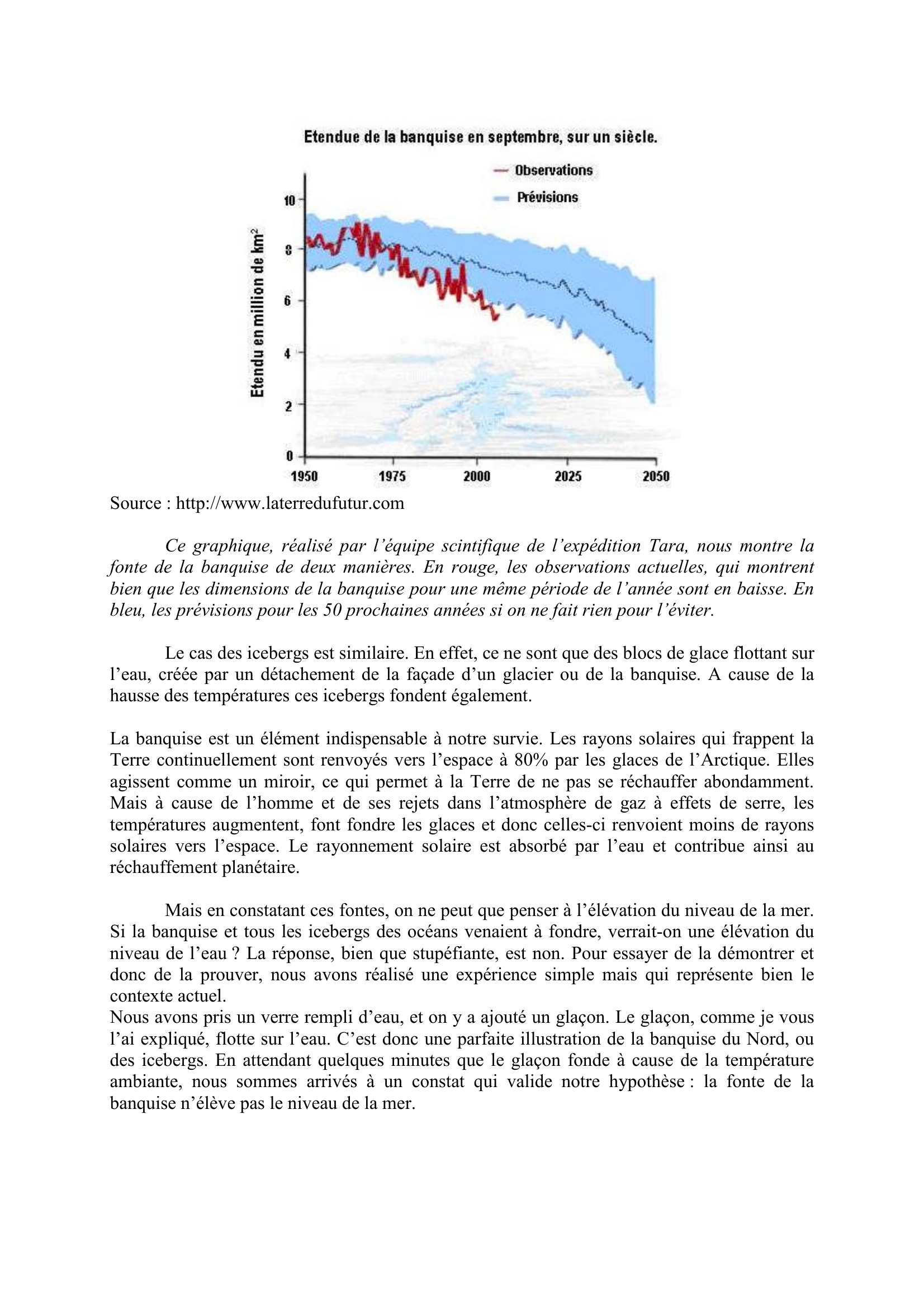 Prévisualisation du document La fonte des glaces et l’élévation du niveau de la mer