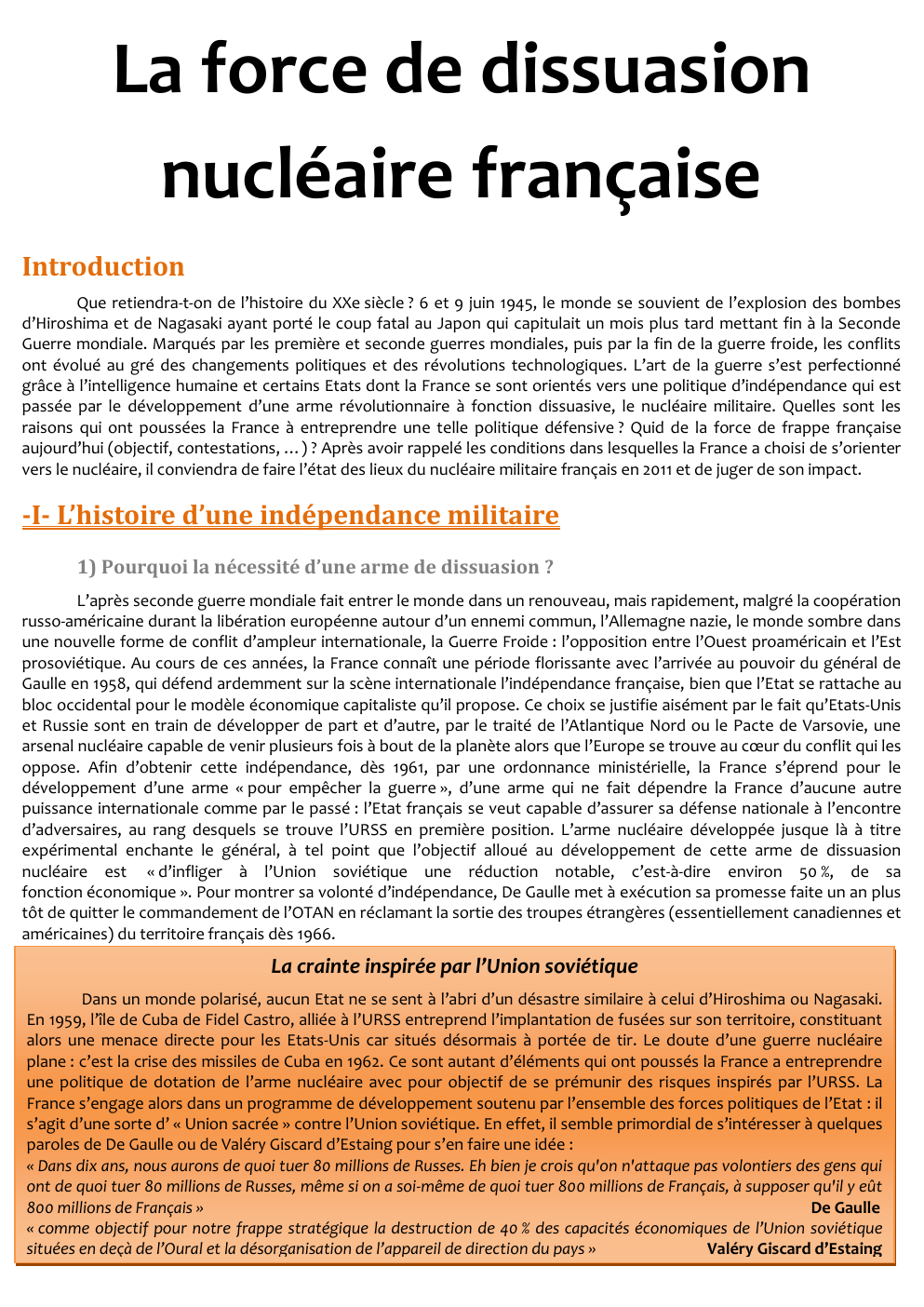 Prévisualisation du document La force de dissuasion  nucléaire française (cours)