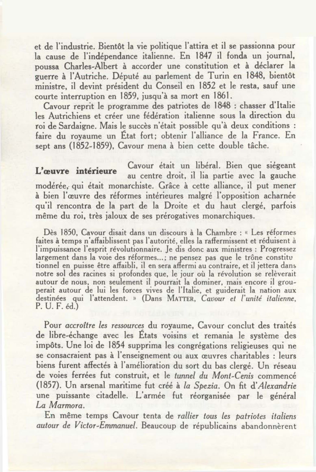 Prévisualisation du document LA FORMATION DE L'UNITÉ ITALIENNE