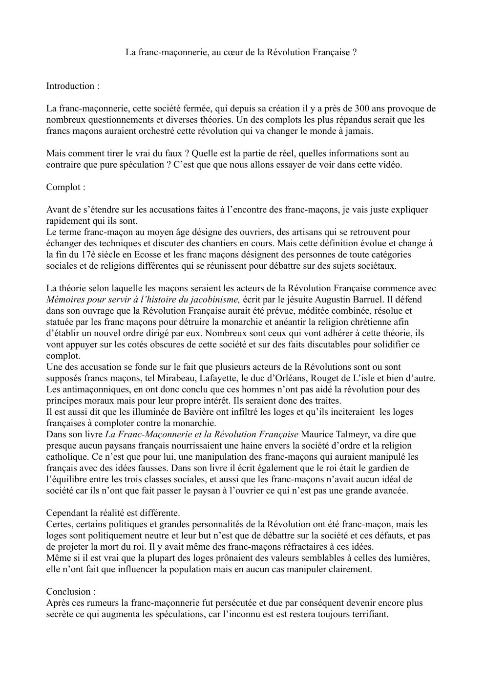 Prévisualisation du document La Franc-Maçonnerie et la Révolution Française