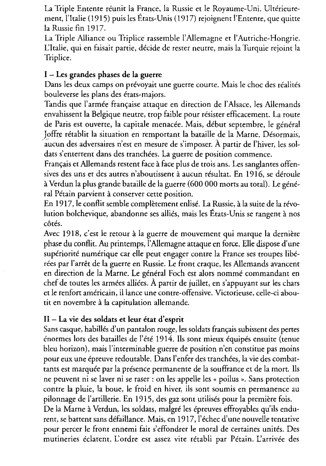 Prévisualisation du document La France dans la Première Guerre mondiale