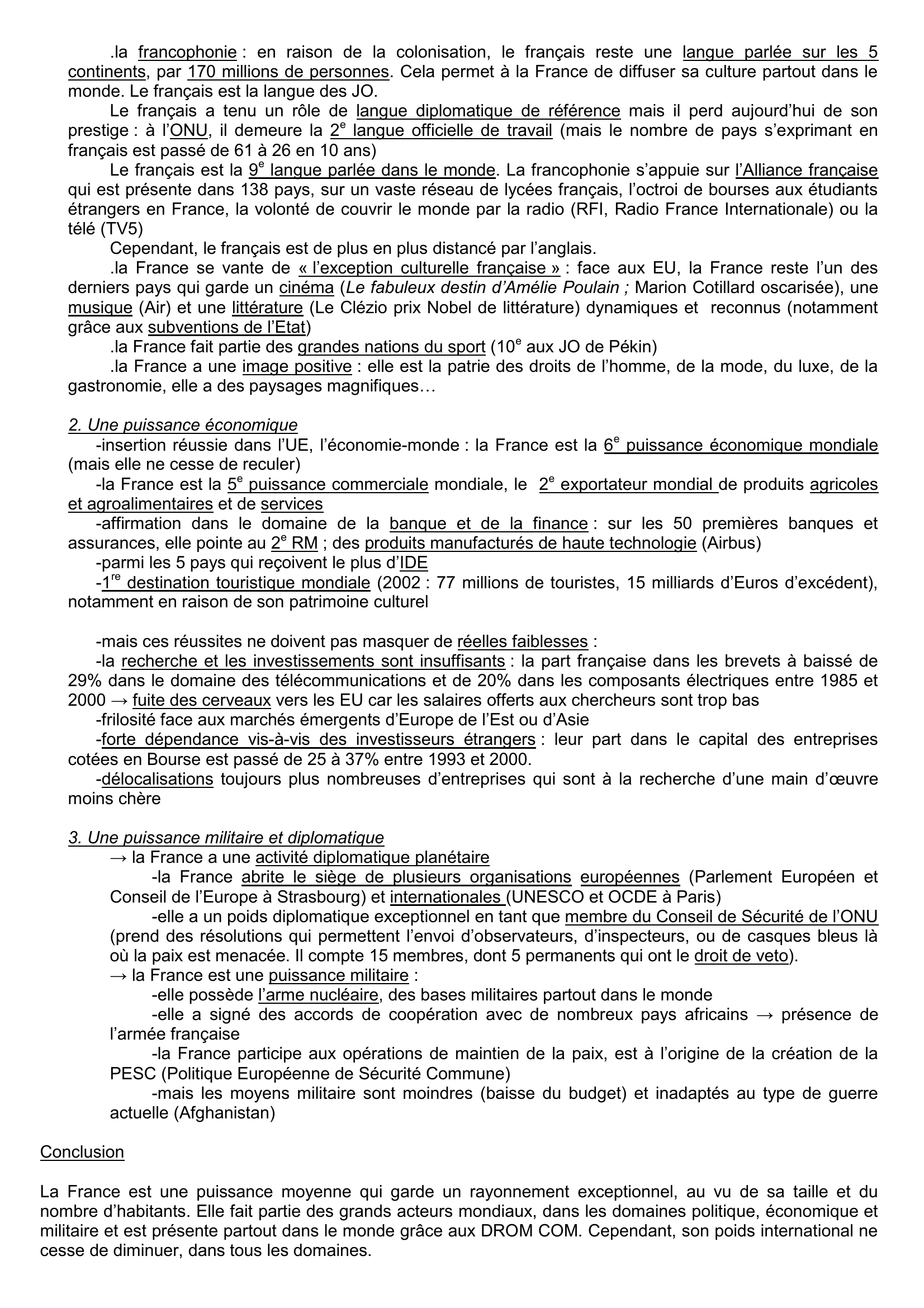 Prévisualisation du document LA FRANCE DANS LE MONDE