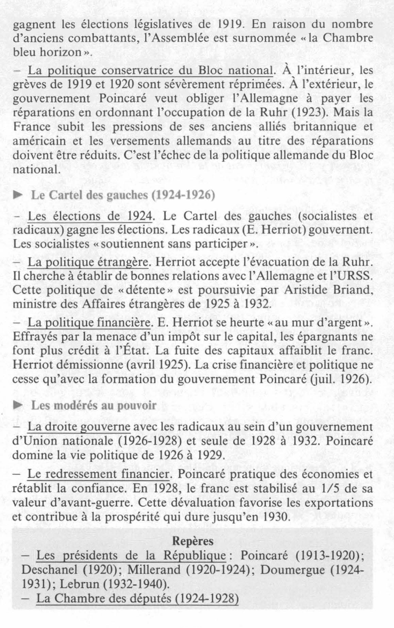Prévisualisation du document La France de 1919 à 1931 (Histoire)