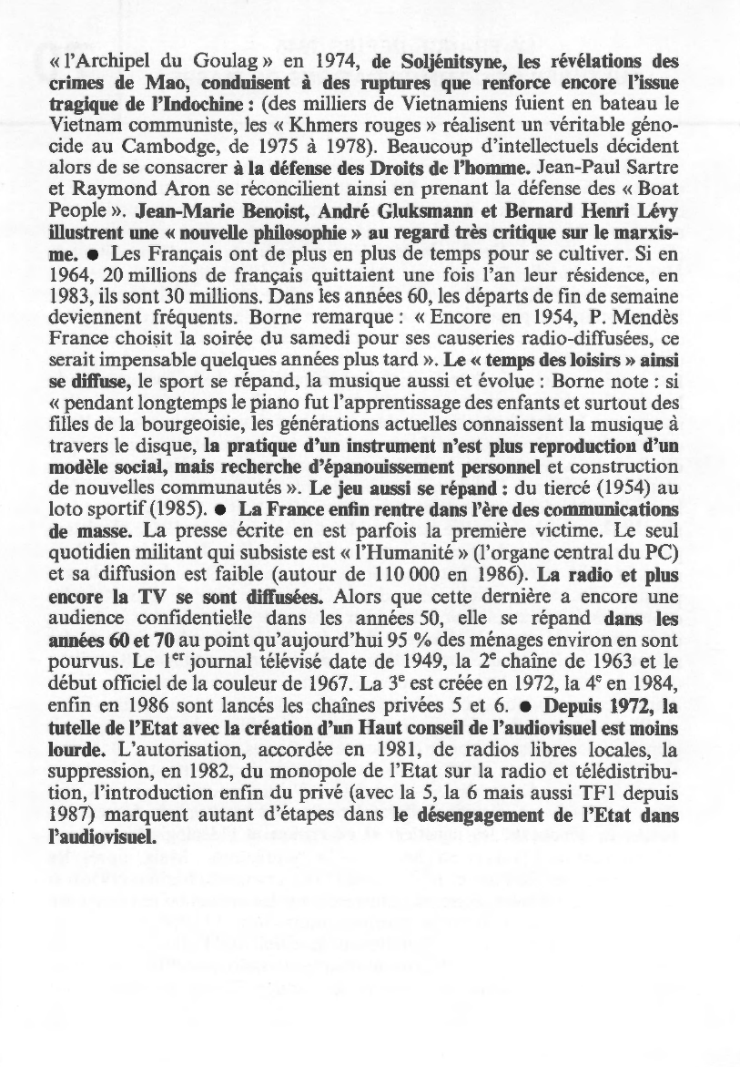 Prévisualisation du document LA FRANCE DEPUIS 1945 ; CULTURES ET COMMUNICATIONS DE MASSE