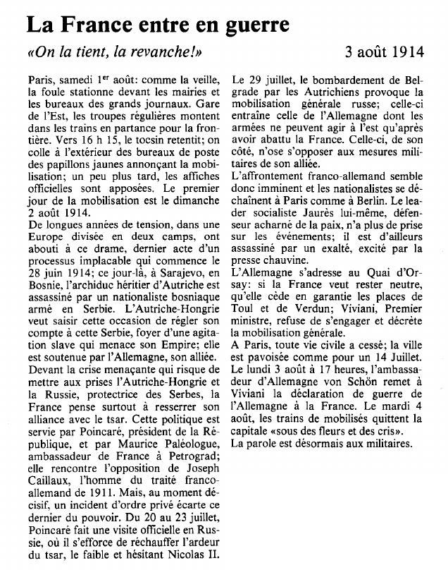 Prévisualisation du document La France entre en guerre«On la tient, la revanche!