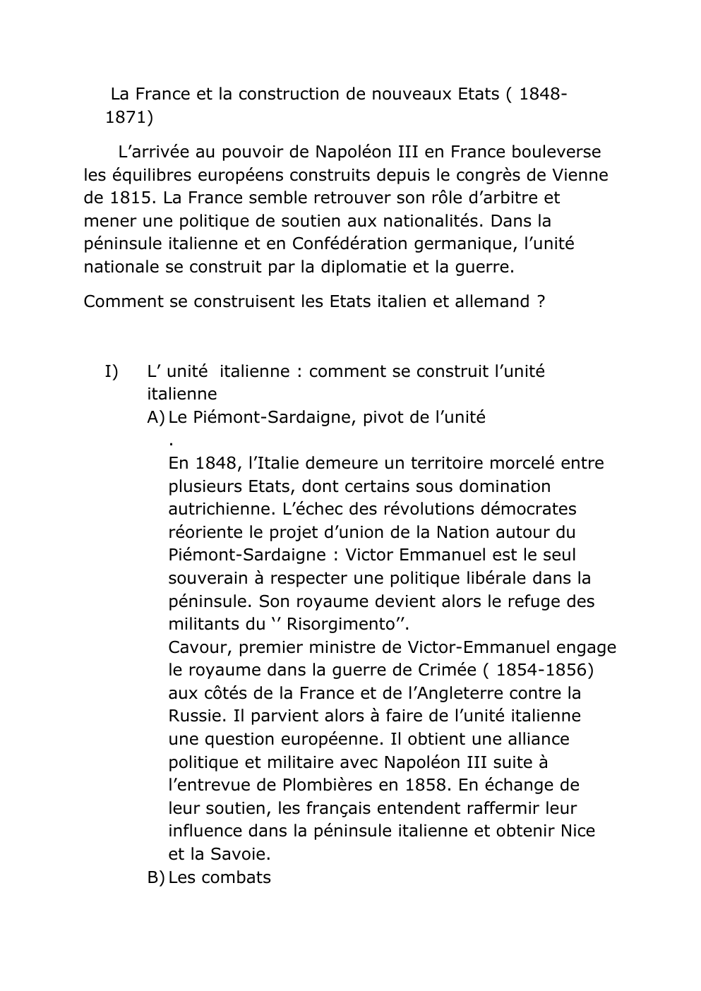 Prévisualisation du document La France et la construction de nouveaux Etats ( 18481871)