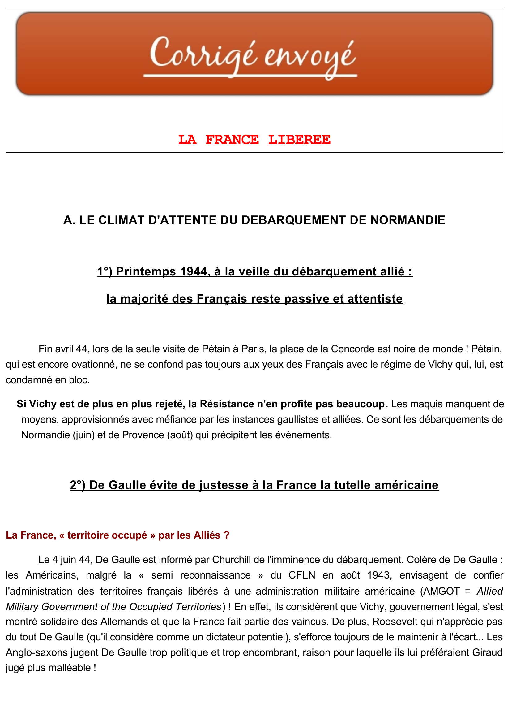 Prévisualisation du document LA FRANCE LIBEREE