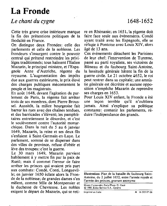 Prévisualisation du document La FrondeLe chant du cygne.