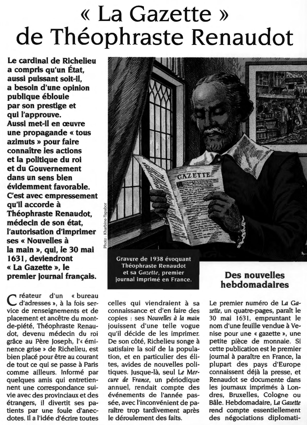 Prévisualisation du document LA «GAZETTE» DE RENAUDOT