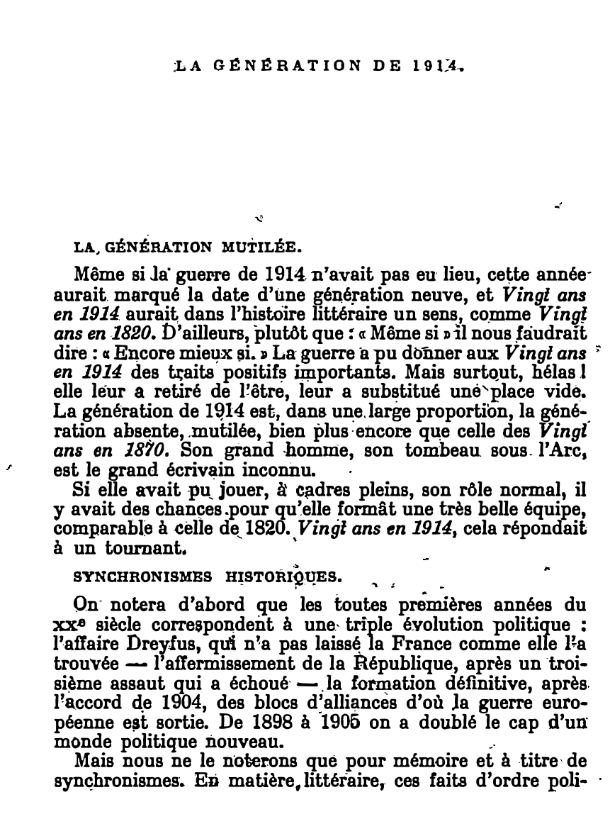 Prévisualisation du document LA GÉNÉRATION DE 1914