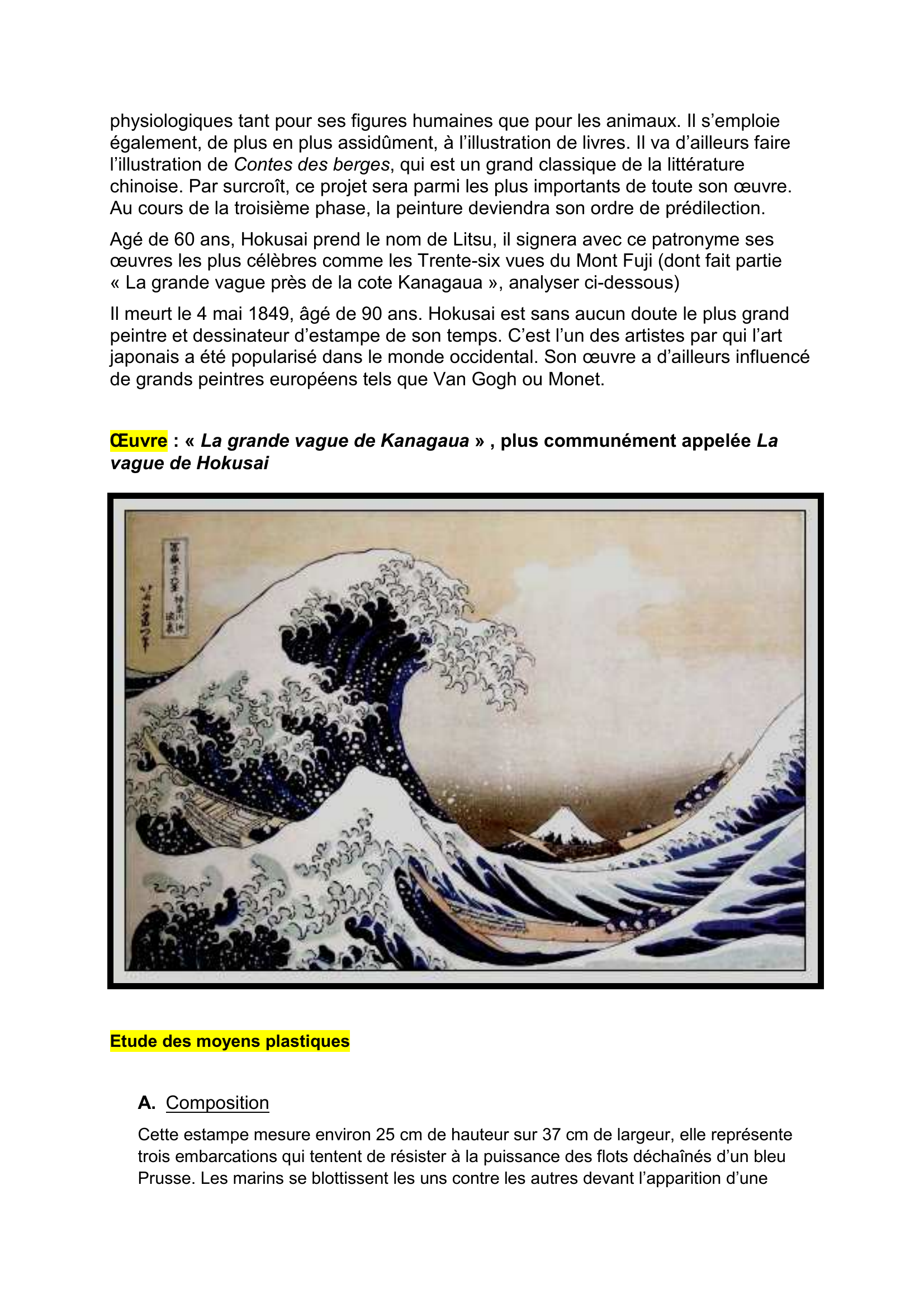 Prévisualisation du document « La Grande vague de Kanagagua »  De  Katsushika Hokusai