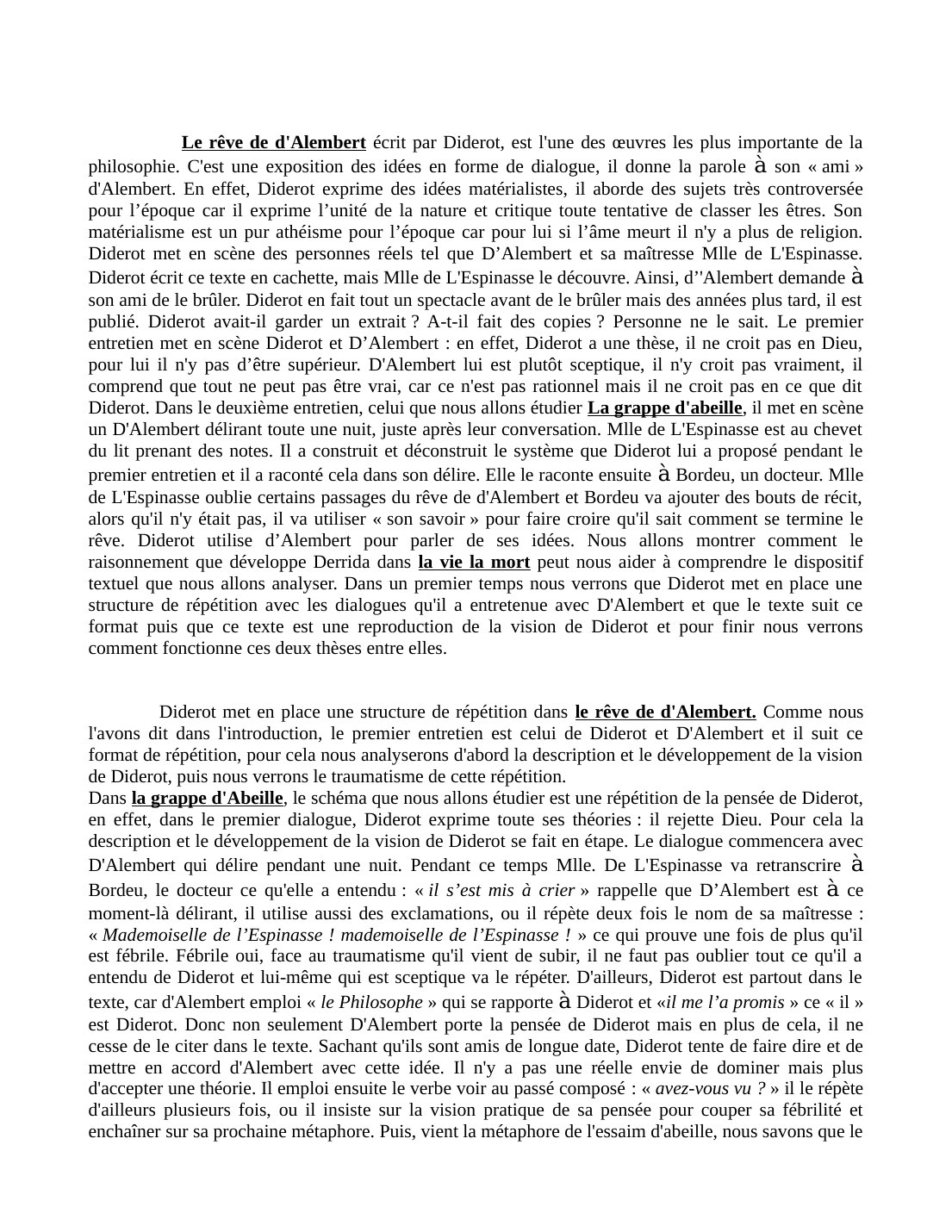 Prévisualisation du document la grappe d'abeille - Le rêve de d'Alembert écrit par Diderot