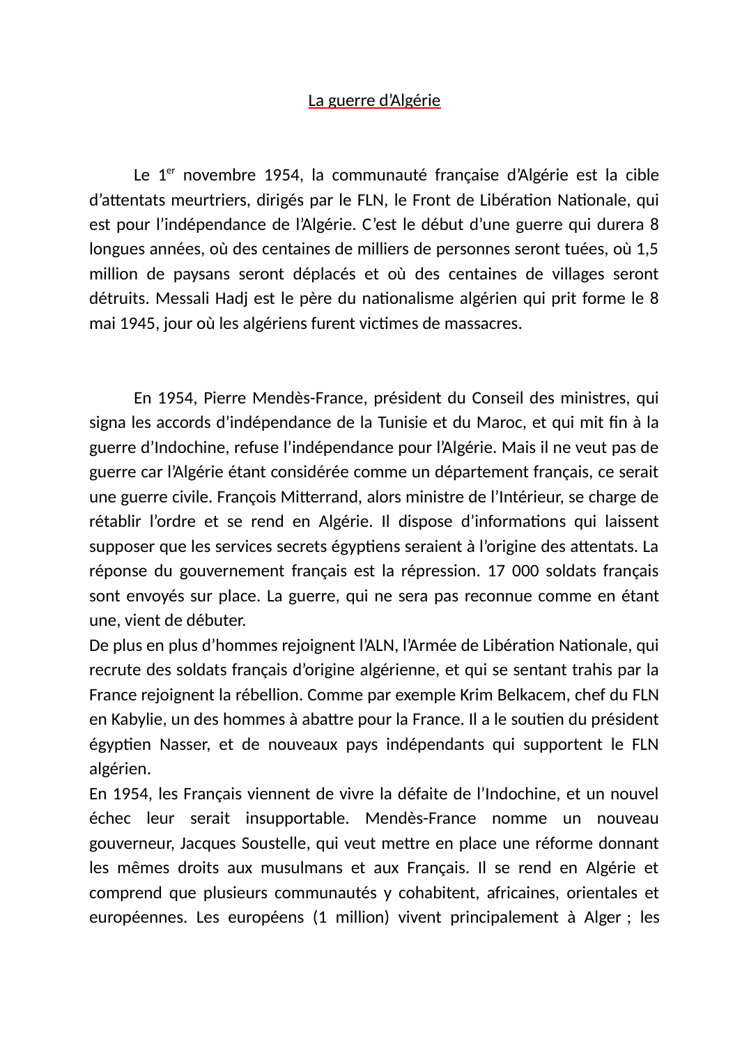 Prévisualisation du document La guerre d’AlgérieLe 1er