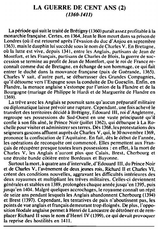 Prévisualisation du document LA GUERRE DE CENT ANS( 1360- 1411) - HISTOIRE.
