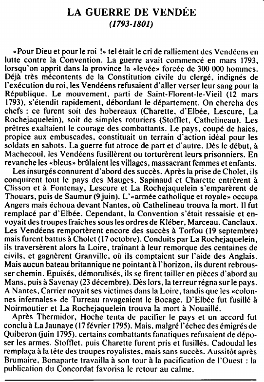 Prévisualisation du document LA GUERRE DE VENDÉE(1793-1801) - HISTOIRE.
