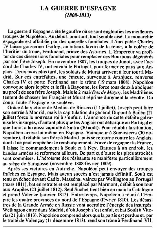 Prévisualisation du document LA GUERRE D'ESPAGNE( 1808- 1813) - HISTOIRE.