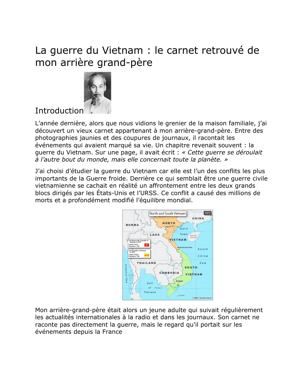 Prévisualisation du document La guerre du Vietnam : le carnet retrouvé de mon arrière grand-père