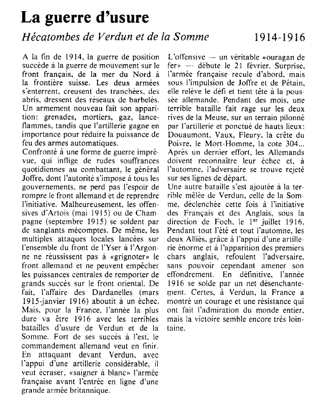Prévisualisation du document La guerre d'usureHécatombes de Verdun et de la Somme.
