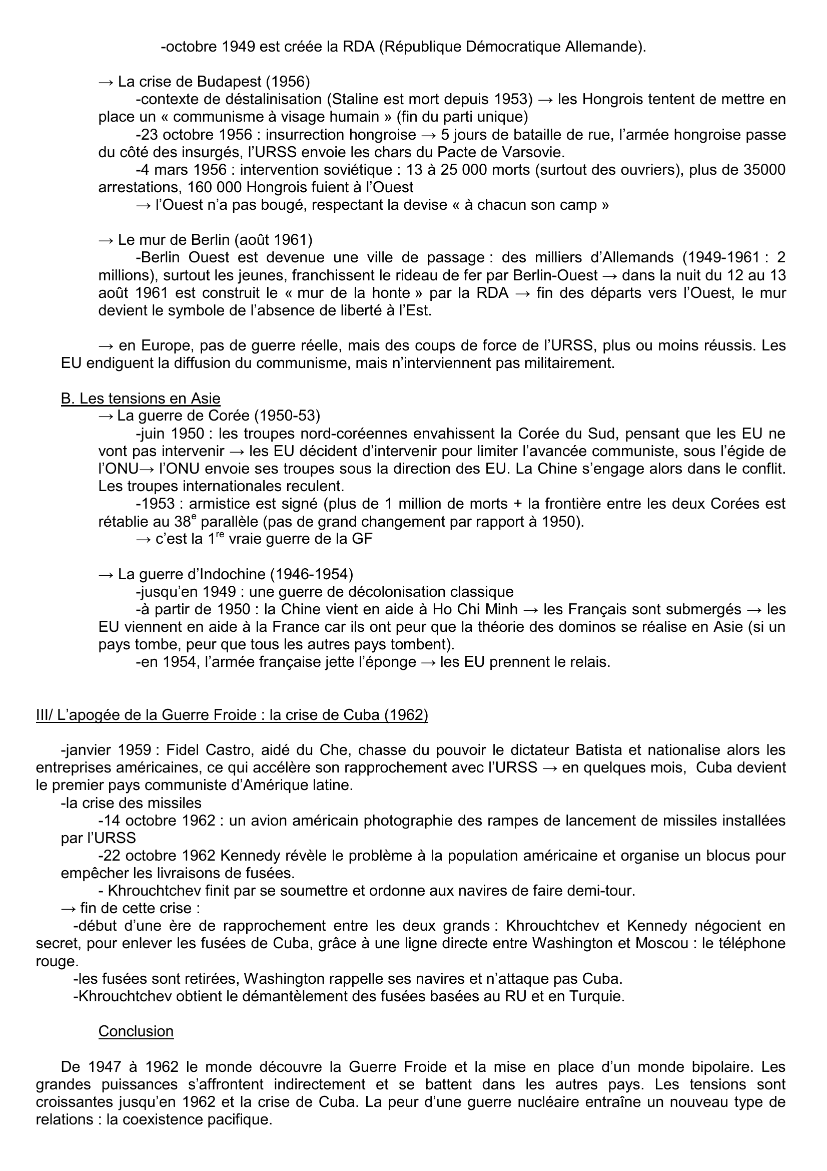 Prévisualisation du document LA GUERRE FROIDE (1947-1962) - HISTOIRE