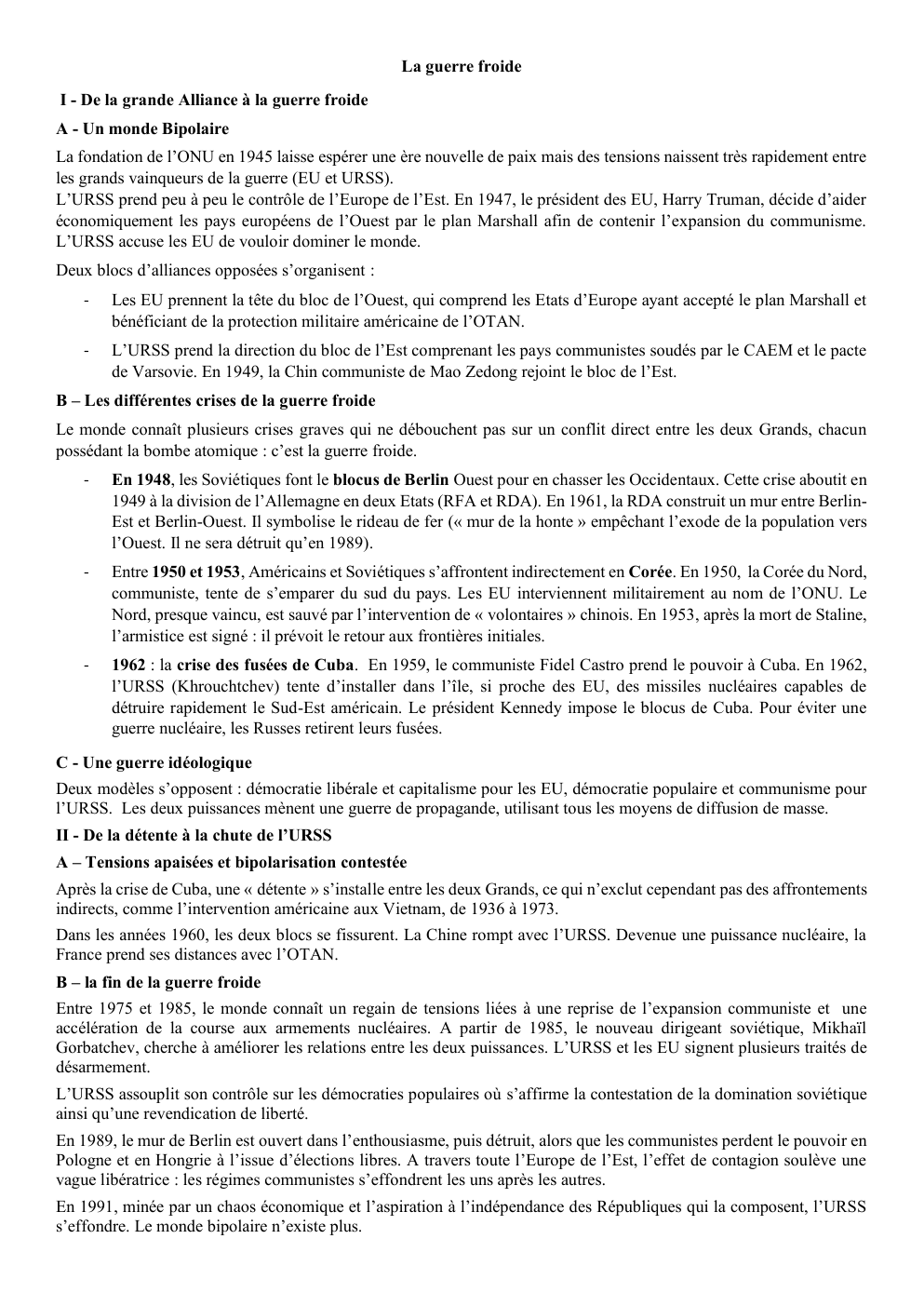 Prévisualisation du document La guerre froide (cours)