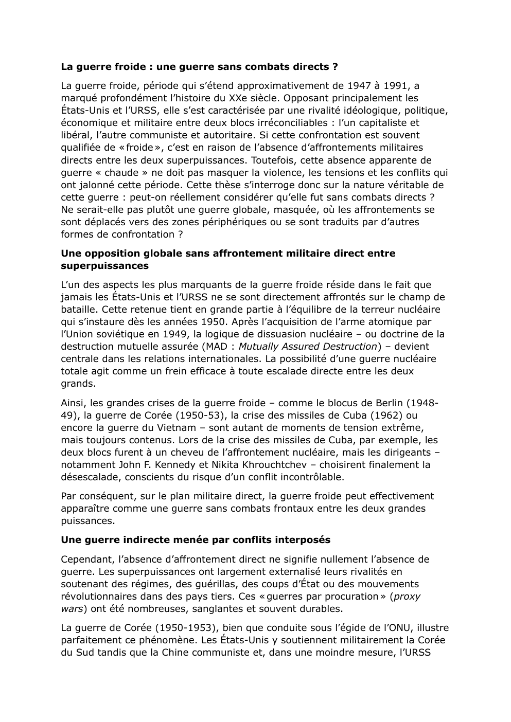 Prévisualisation du document La guerre froide : Une guerre sans combat direct