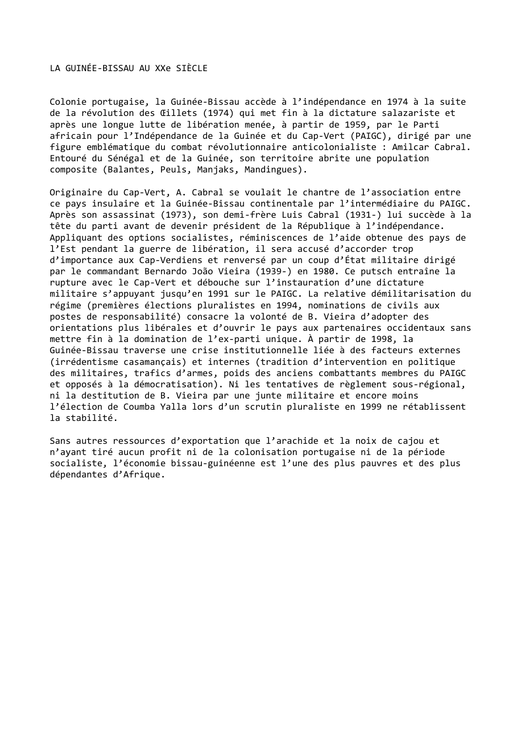 Prévisualisation du document LA GUINÉE-BISSAU AU XXe SIÈCLE