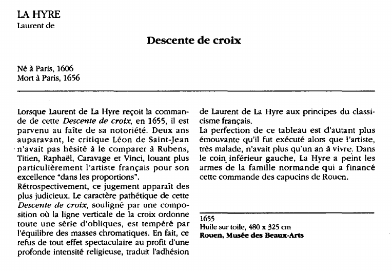 Prévisualisation du document LA HYRE Laurent de:Descente de croix.