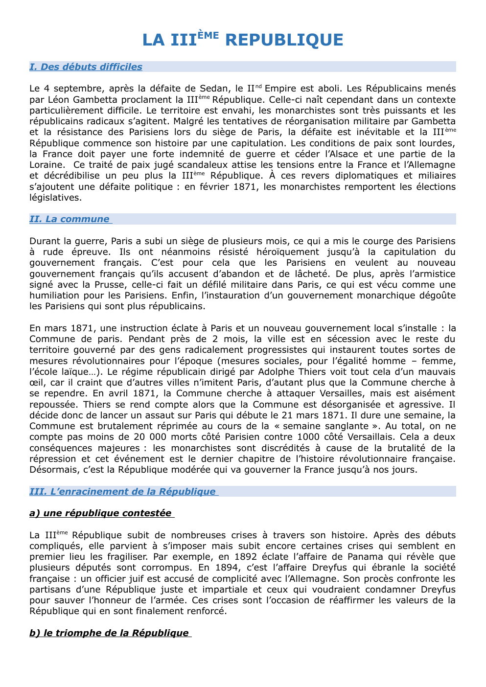 Prévisualisation du document LA IIIÈME REPUBLIQUE (cours)