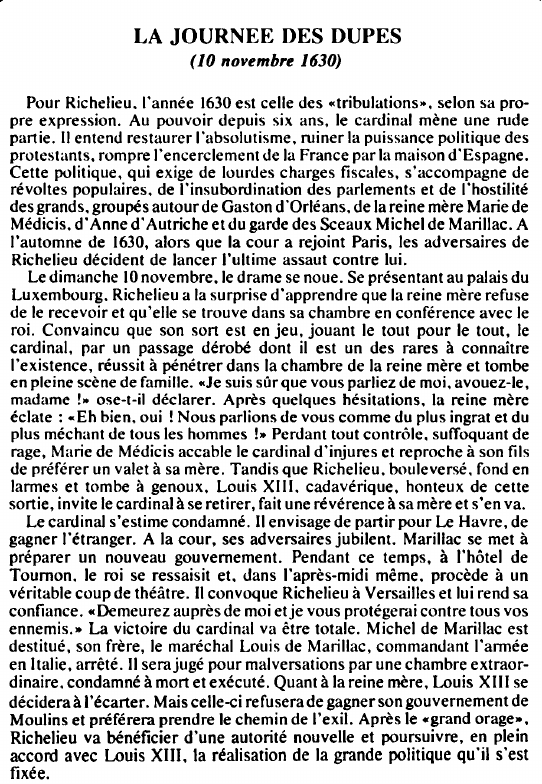 Prévisualisation du document LA JOURNEE DES DUPES(10 novembre 1630) - HISTOIRE.