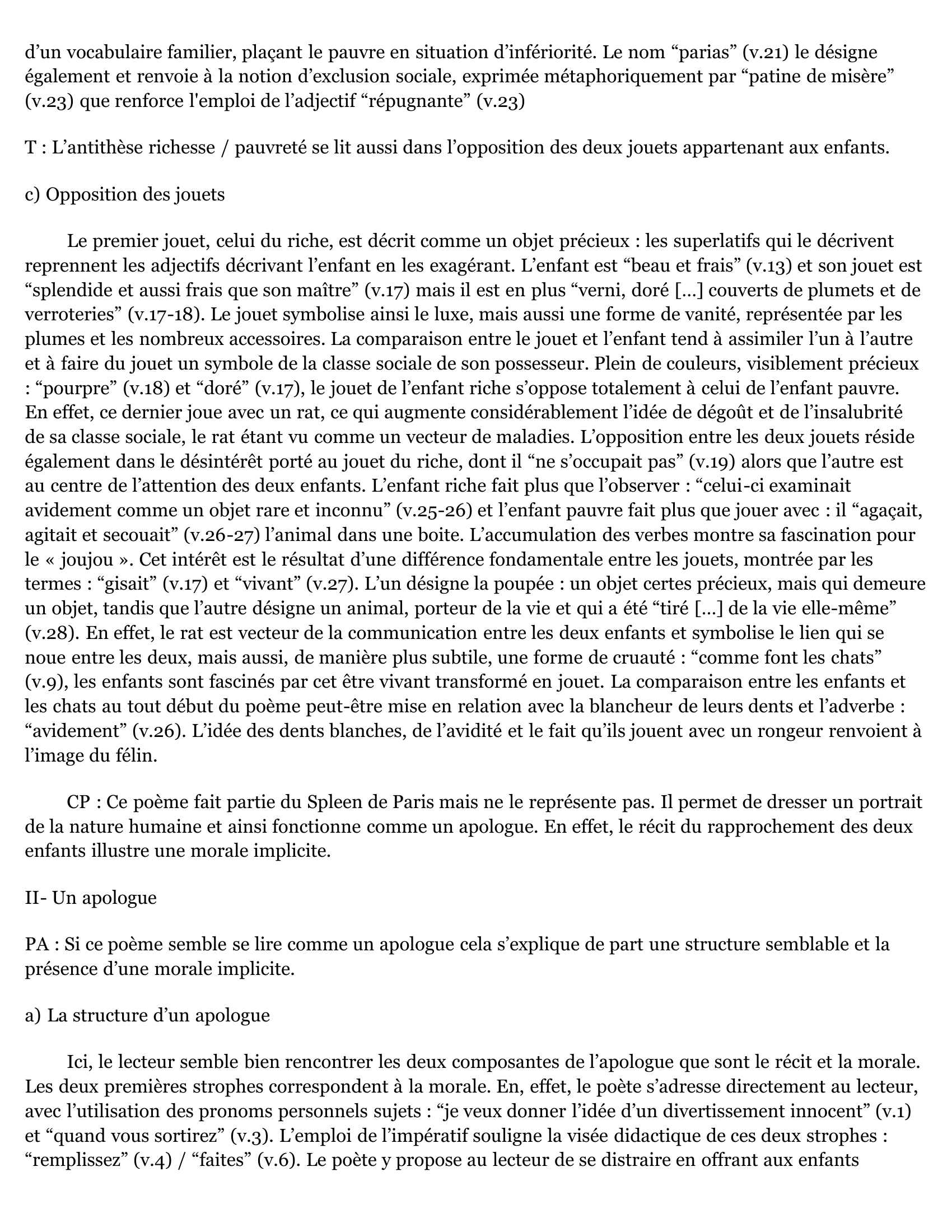 Prévisualisation du document LA : Le joujou du pauvre, Le Spleen de Paris, Baudelaire