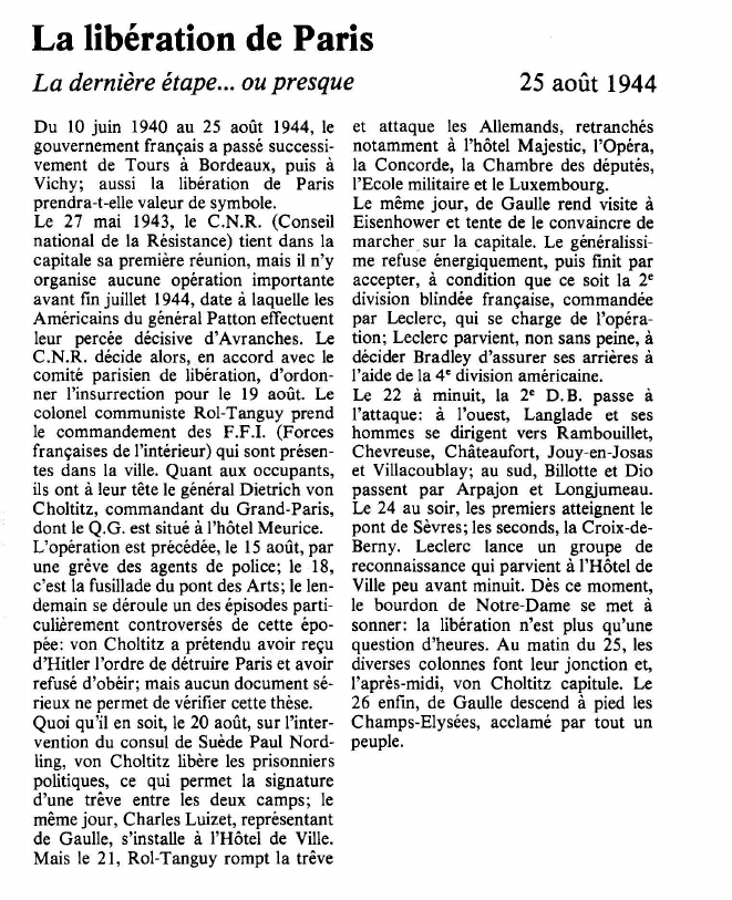 Prévisualisation du document La libération de ParisLa dernière étape.