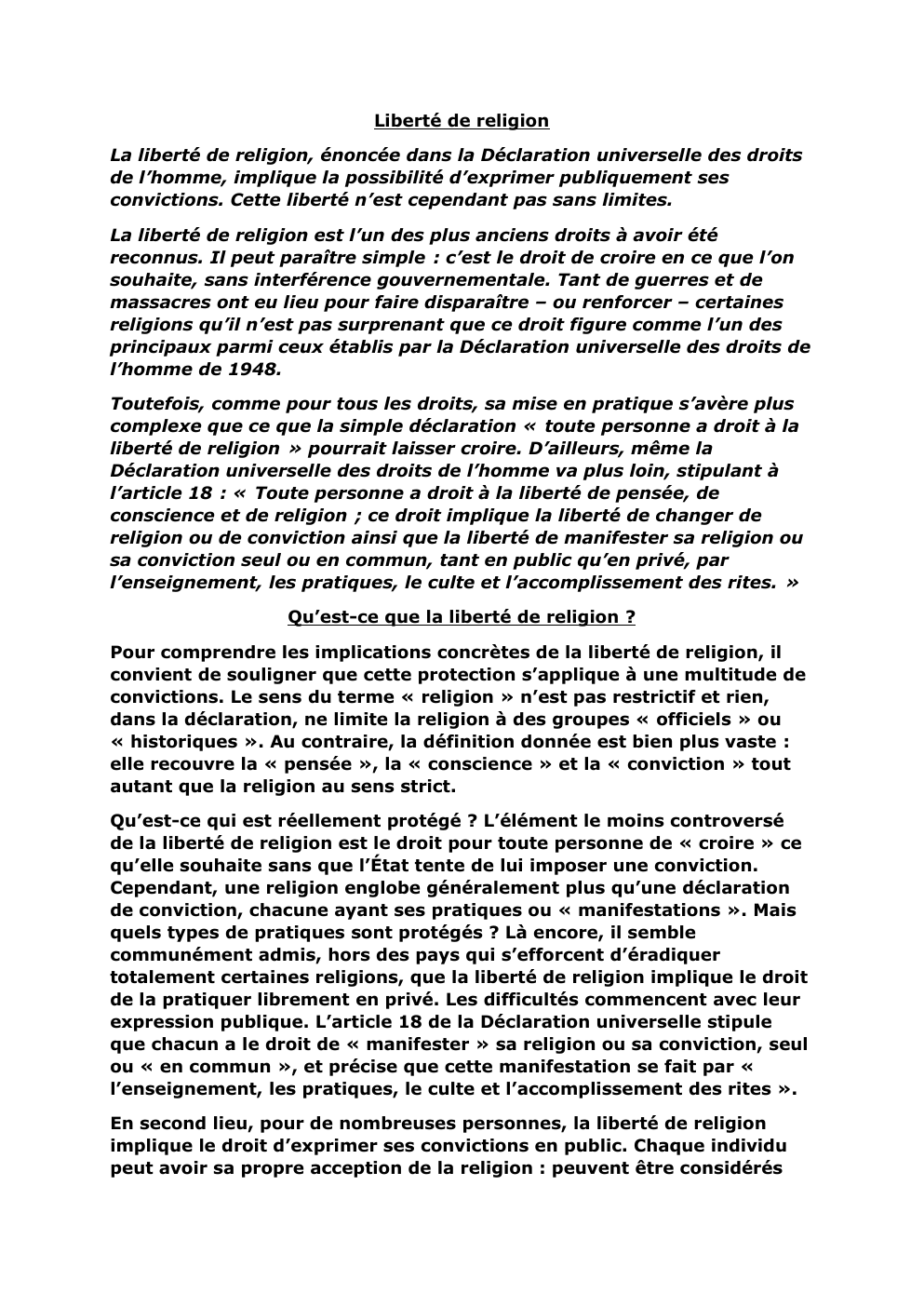 Prévisualisation du document La liberté de religion en France et au Maroc