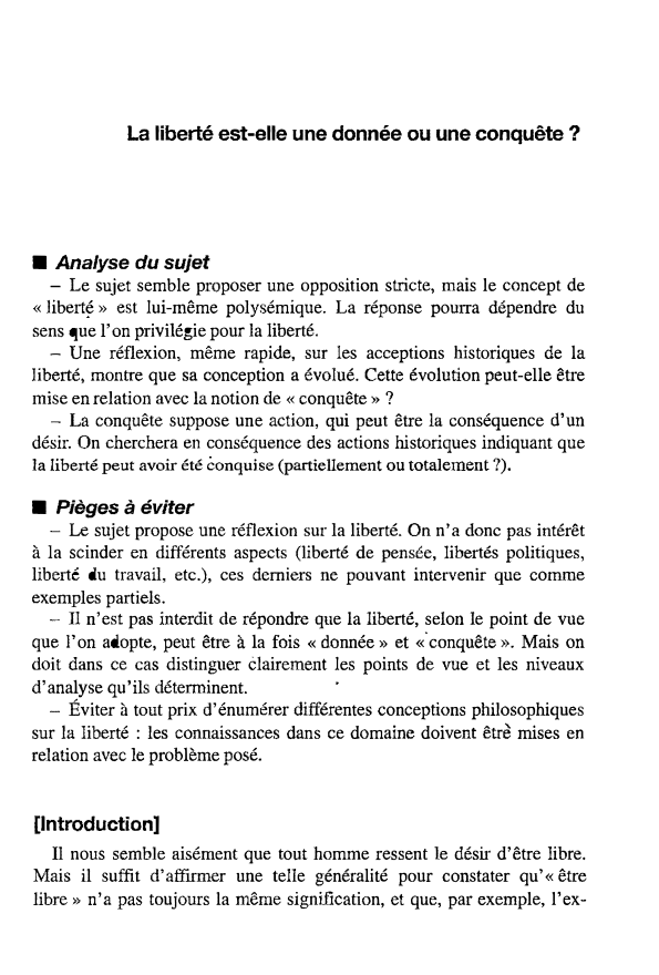 Prévisualisation du document La liberté est-elle une donnée ou une conquête ?

■ Analyse du sujet

- Le sujet semble proposer une opposition...