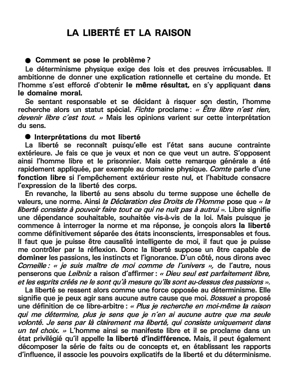 Prévisualisation du document LA LIBERTÉ ET LA RAISON (fiche bac)