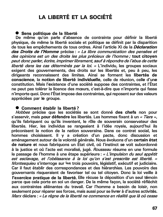 Prévisualisation du document LA LIBERTÉ ET LA SOCIÉTÉ (fiche bac)