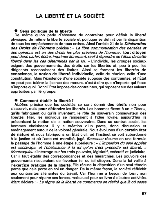 Prévisualisation du document LA LIBERTÉ ET LA SOCIÉTÉ
• Sen� politique de la liberté
De même qu'on parle d'absence de contrainte pour définir...