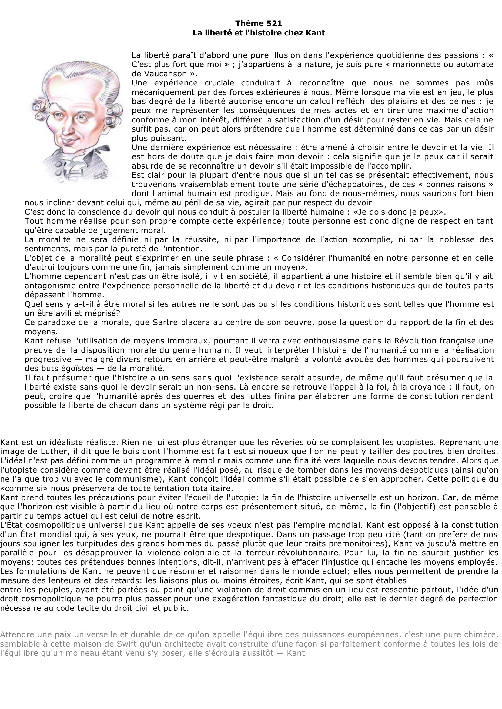 Prévisualisation du document La liberté et l'histoire chez Kant
