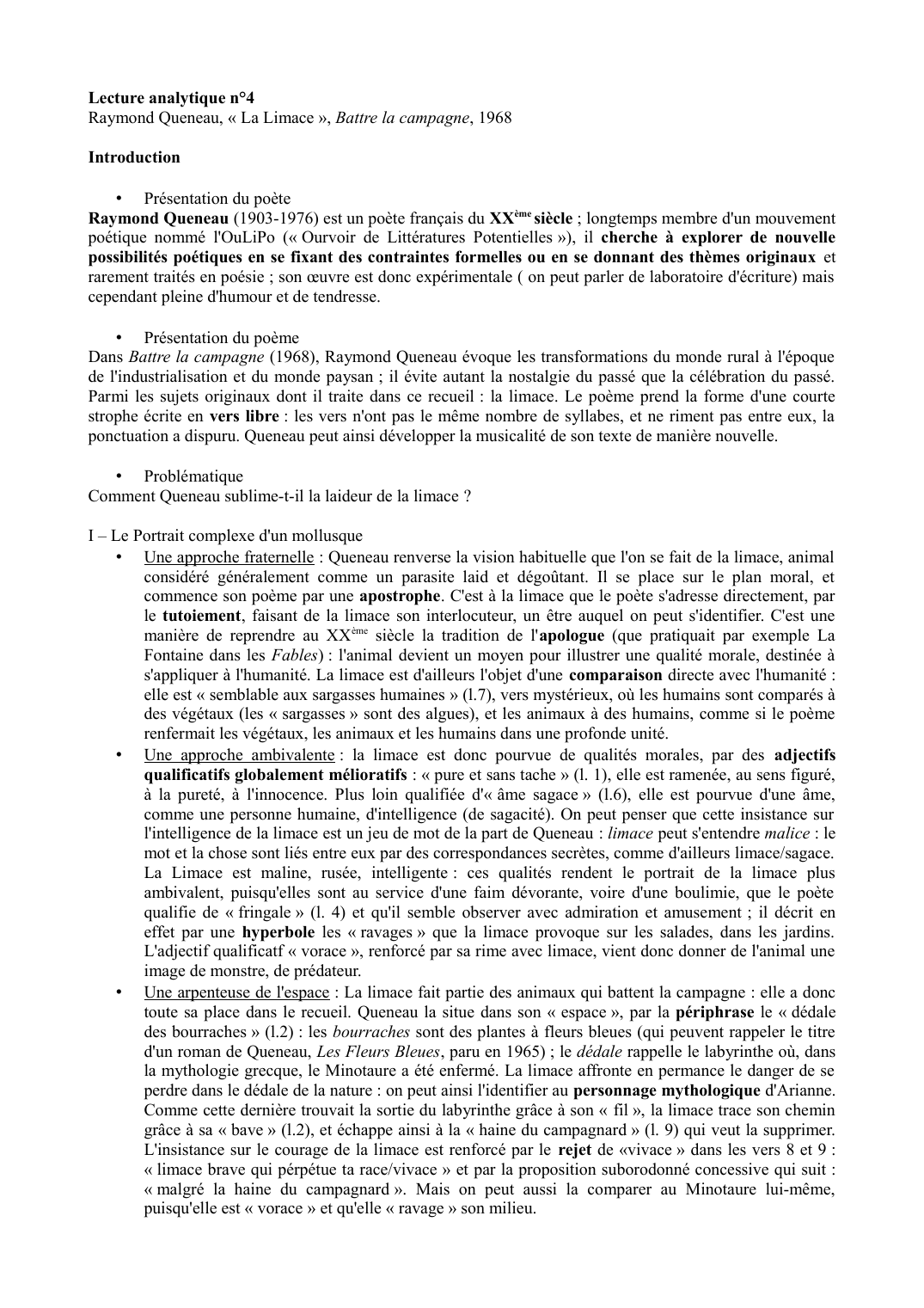 Prévisualisation du document La limace de Raymond Queneau