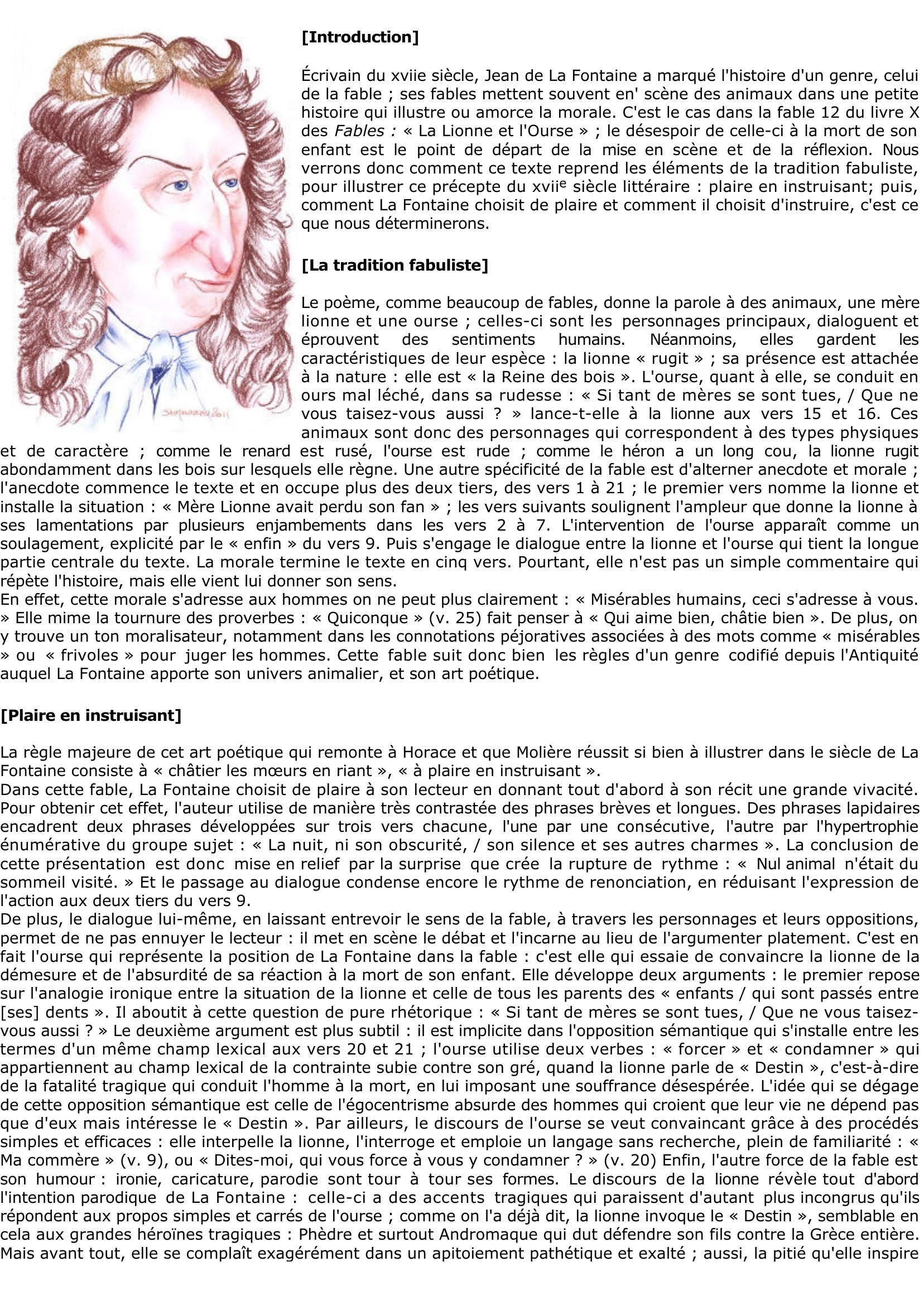 Prévisualisation du document La Lionne et l'Ourse de Jean de La Fontaine, Fable XII, Livre X
